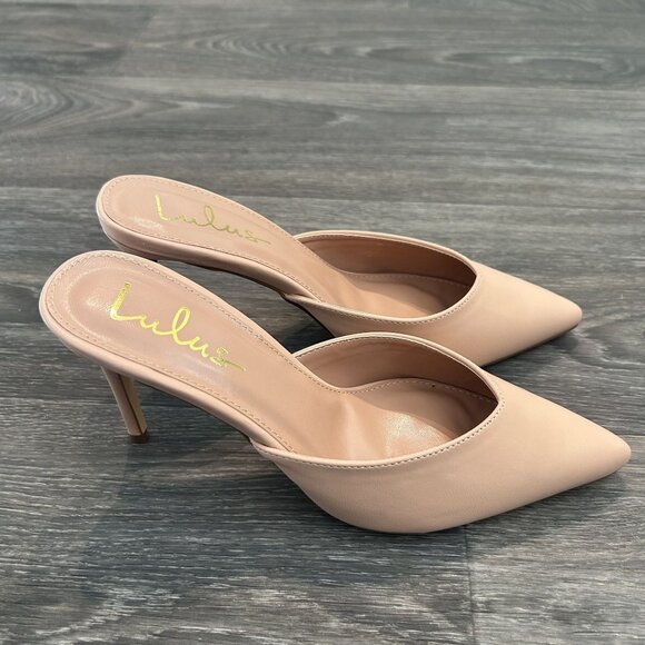 NEW Lulus SZ 8 Frae Naked Hazelnut Pointed Toe Mules Stiletto Heels Blush Pink - Picture 8 of 11